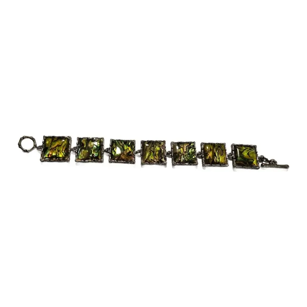 Vintage Faux Abalone Link Bracelet, 7